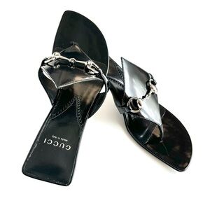 GUCCI HORSEBIT LEATHER THONG SANDALS, Sz 38, NWOB